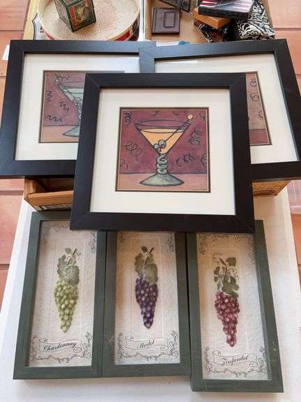 Framed Art Grape Wine Martini