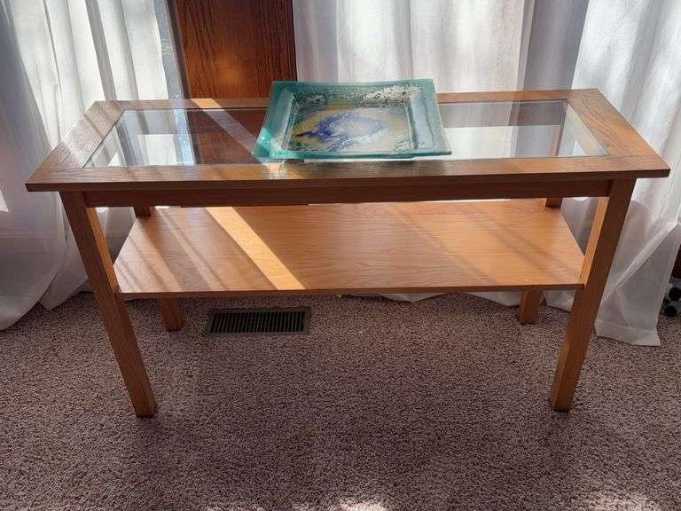 Wood Glass Console Table