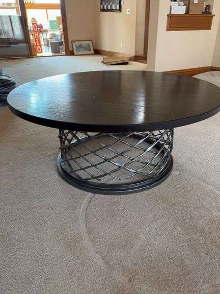 Round Coffee Table Wrought Iron Base