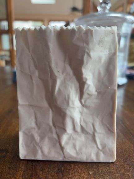Ceramic Crumpled Paper Bag Vase