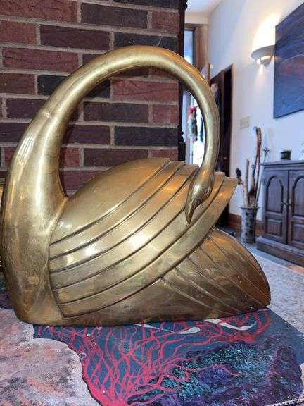 Brass Swan Sculpture by Dalbi Castner, 1996