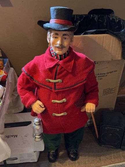 36-Inch Caroling Figure with Red Coat and Top Hat
