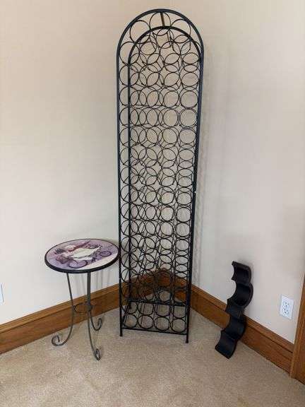 Metal Wine Rack and Decorative Table