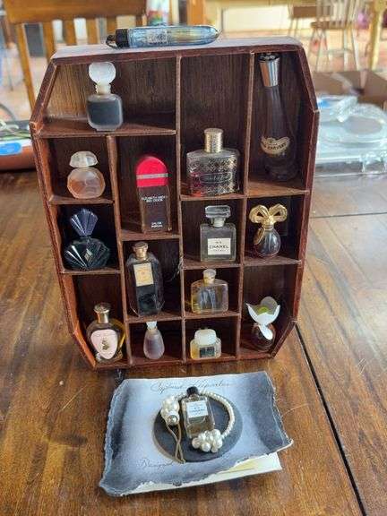 Miniature Perfume Bottle Collection with Decorative Stand