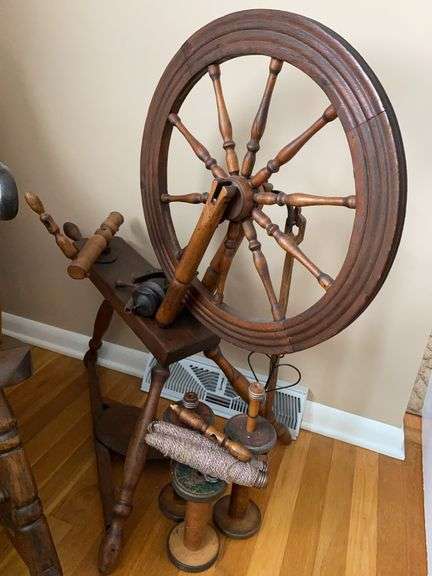Spinning Wheel + Spools, Etc.