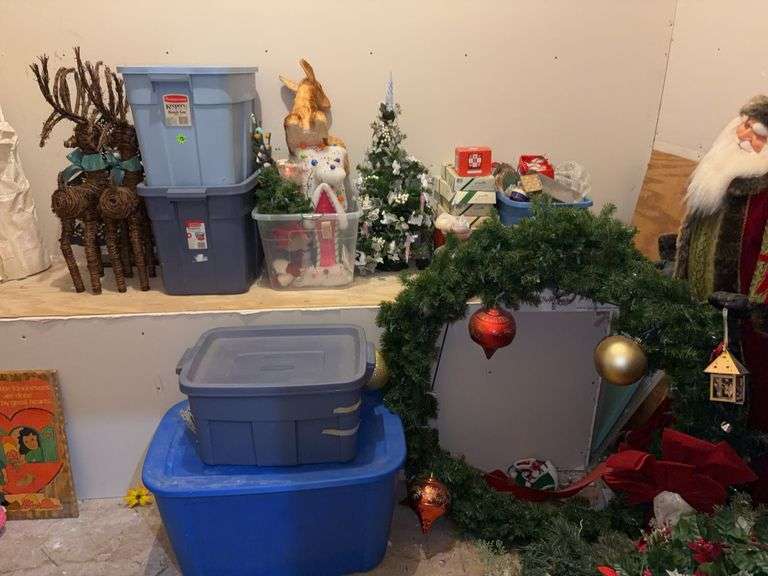 Christmas Decorations and Storage Bins
