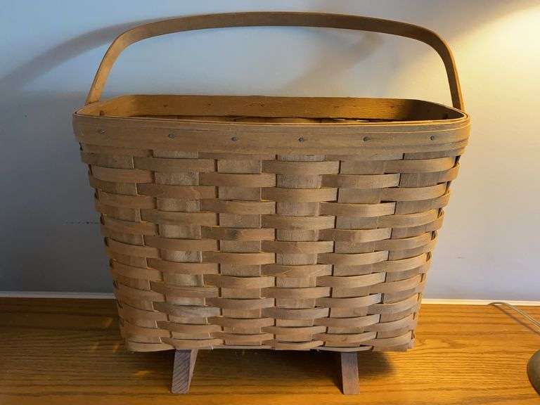 Longaberger Footed Magazine Basket Signed by Longaberger Family Members