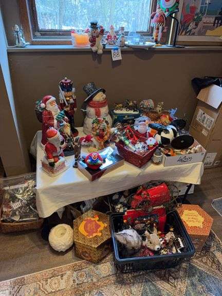 Holiday Decor Lot: Santa, Snowmen, Nutcracker, Ornaments, and More