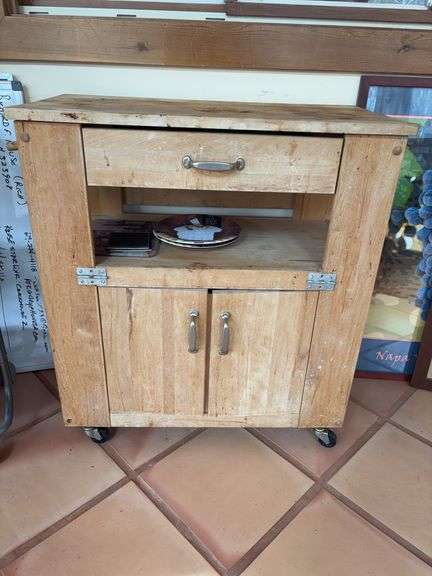 Wood Rolling Kitchen Cart Crate & Barrel