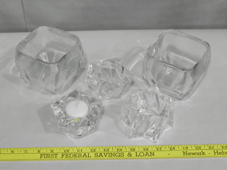 5 Crystal Candle Holder & Votive Lot – Michael C. Fina, Orrefors, Libbey