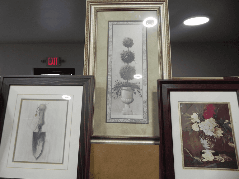 Vintage Hand-Trowel Botanical Art / "Topiary Toile I" Framed Wall Decor/  Ornate Victorian-Style Flo