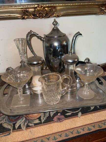 Silverplate Coffee Service w/ Glassware & Tray