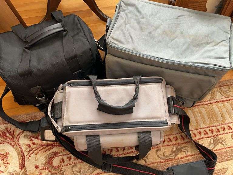 Three Vintage Camcorders (Sanyo, RCA, Sony)