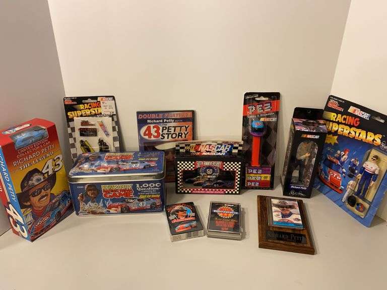 Richard Petty Collectibles Lot - Playing Cards, Figures, Pez, Etc.