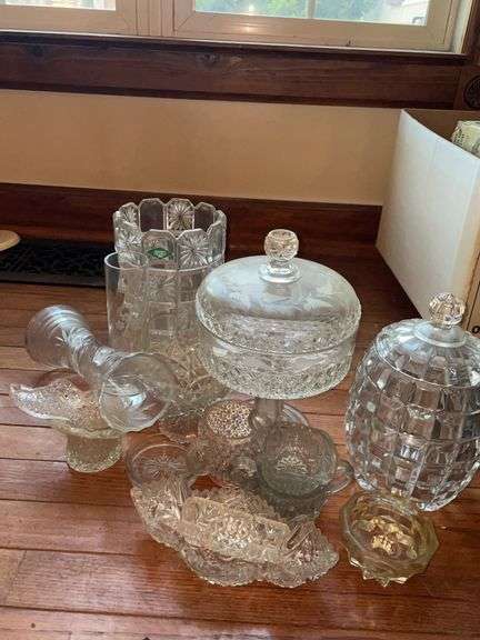 Cut Glass & Pressed Glass Collection – Covered Dishes, Vase & More