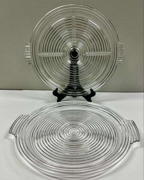 Two Round Serving Trays w/ Circles