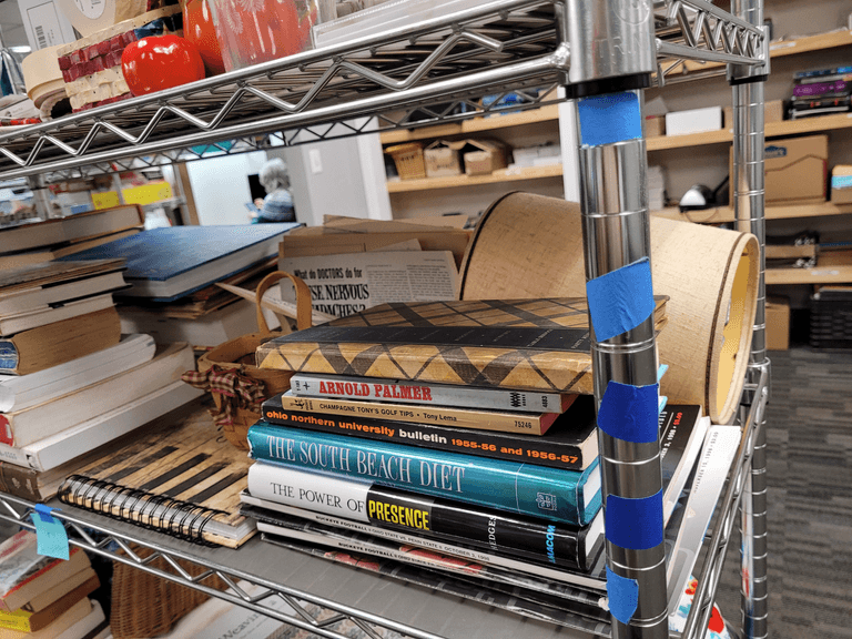 Mixed Book & Ephemera Shelf Lot – Hardbacks, Lamp, Newspapers, Pocketknife, Golf Books & More