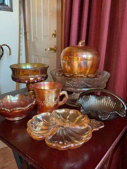 Carnival Glass Bowls, Mug & Server