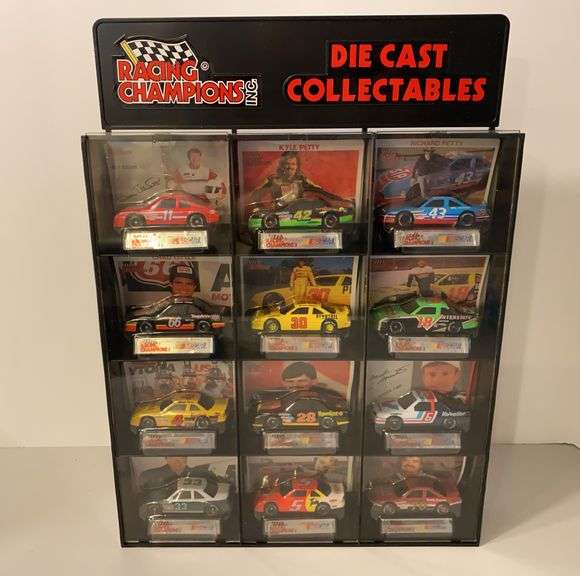 Racing Champions Diecast Cars & Cards in Display Case