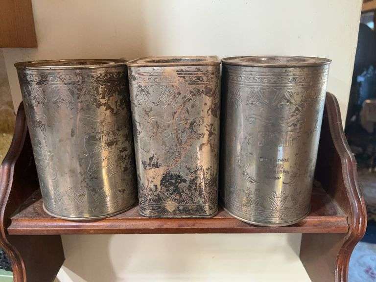 Vintage Embossed Metal Canister Set
