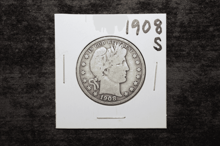 1908-S U.S. Barber Silver Half Dollar