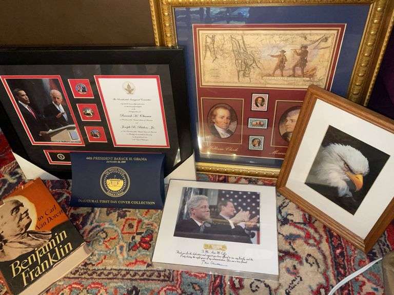 Framed Political & Historical Prints w/ Books & Memorabilia