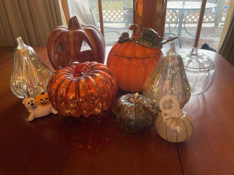 Fall Pumpkin Decor Group w/ Glass & Ceramic Pieces