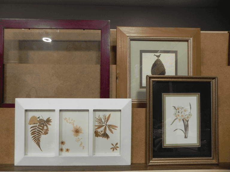3-Panel Botanical Pressed Leaf & Flower Art/ Framed Botanical Topiary Art/ Elegant Framed Floral Pri