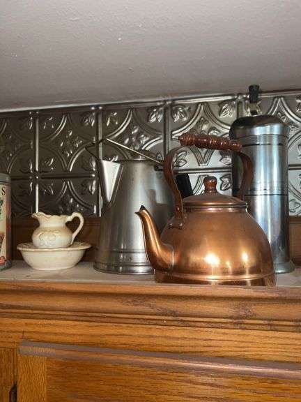 Copper Tea Kettle, Coffee Pot & Vintage Kitchenware