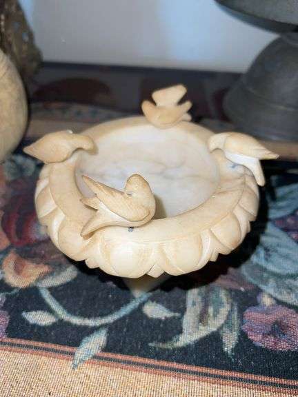 Carved Stone Bird Motif Bowl / Dish