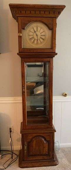 Electric Grandfather Style Curio Cabinet Clock