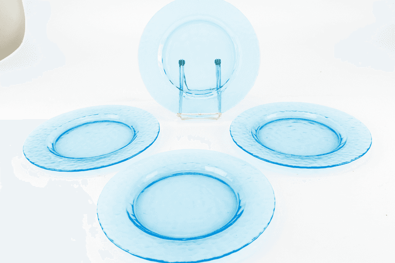 Set of 4 Blue Art Glass Plates