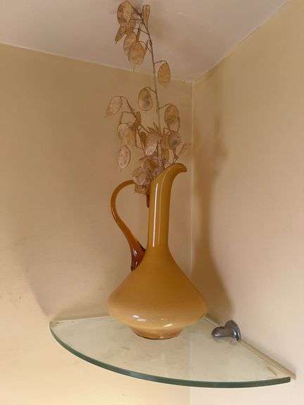 Amber Art Glass Pitcher Vase – 12in