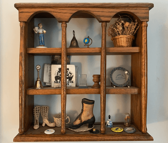 Wood Display Shelf w/ Contents