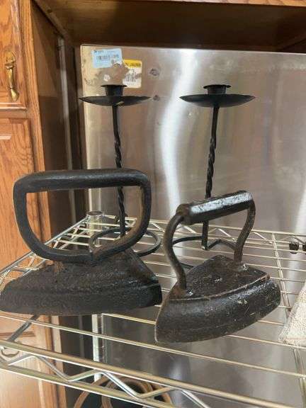 Vintage Sad Irons w/ Candle Holders
