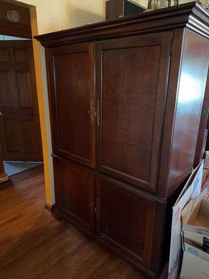 Large Wood Armoire Desk Combo – Drop Front Workspace