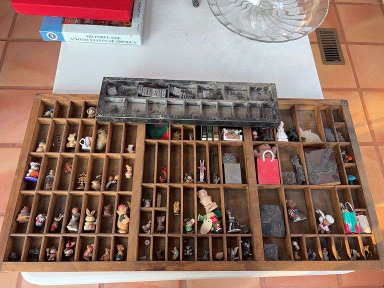 Wooden Display Drawer with Miniature Figurines