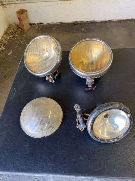 Three Vintage Headlights and One Lens