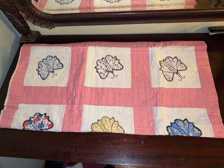 Hand-Stitched Quilt w/ Butterfly Appliqué