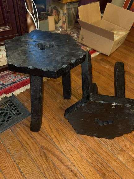 Rustic Handcrafted Wooden Stools (2)
