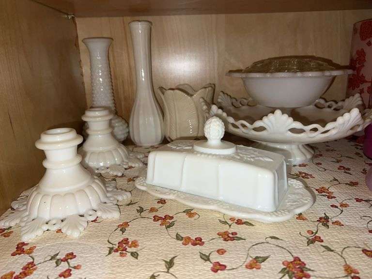 Milk Glass Serving Pieces, Vases & Candleholders