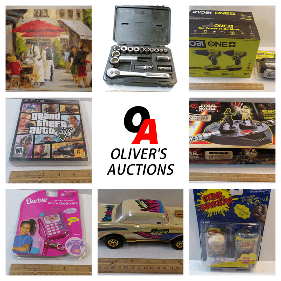 Huge eclectic auction of vintage & new Star Trek/Star Wars collectibles, toys, video games, paintings, tools, puzzles, electronics, and random household/miscellaneous lots.