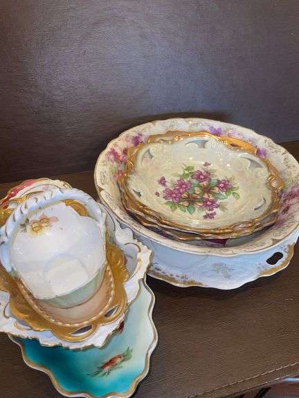 Bavaria & German Porcelain Serving Pieces w/ Gold Trim