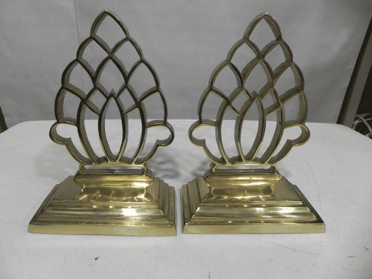 Vintage Pair of Solid Brass Pineapple Bookends.