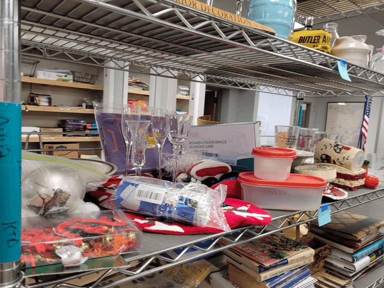 Mixed Shelf Lot – Souvenir Spoons, Glassware, Basket, Kitchenware, Books & More