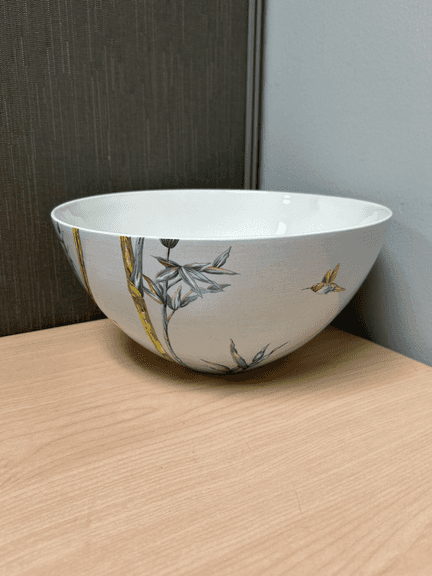 L’Objet “Bamboo Blue” Decorative Bowl – Portugal – 9-1/2"