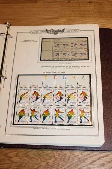 1976 Telephone Centennial & Olympic Games 13¢ Plate Blocks – U.S. Commemorative Stamp Album Page