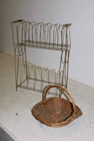 MCM Record Rack & Basket - Auction Ohio