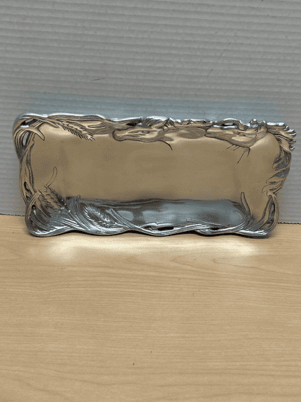 Arthur Court Designs Aluminum Tray – 2001 – Art Nouveau Style Serving Tray ~6" x 11"