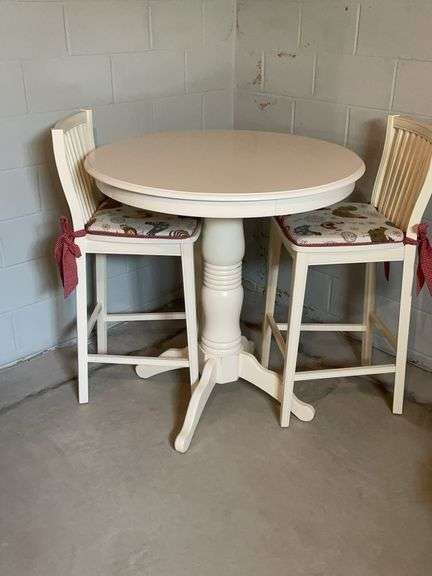 High Top Pedestal Table with Chairs